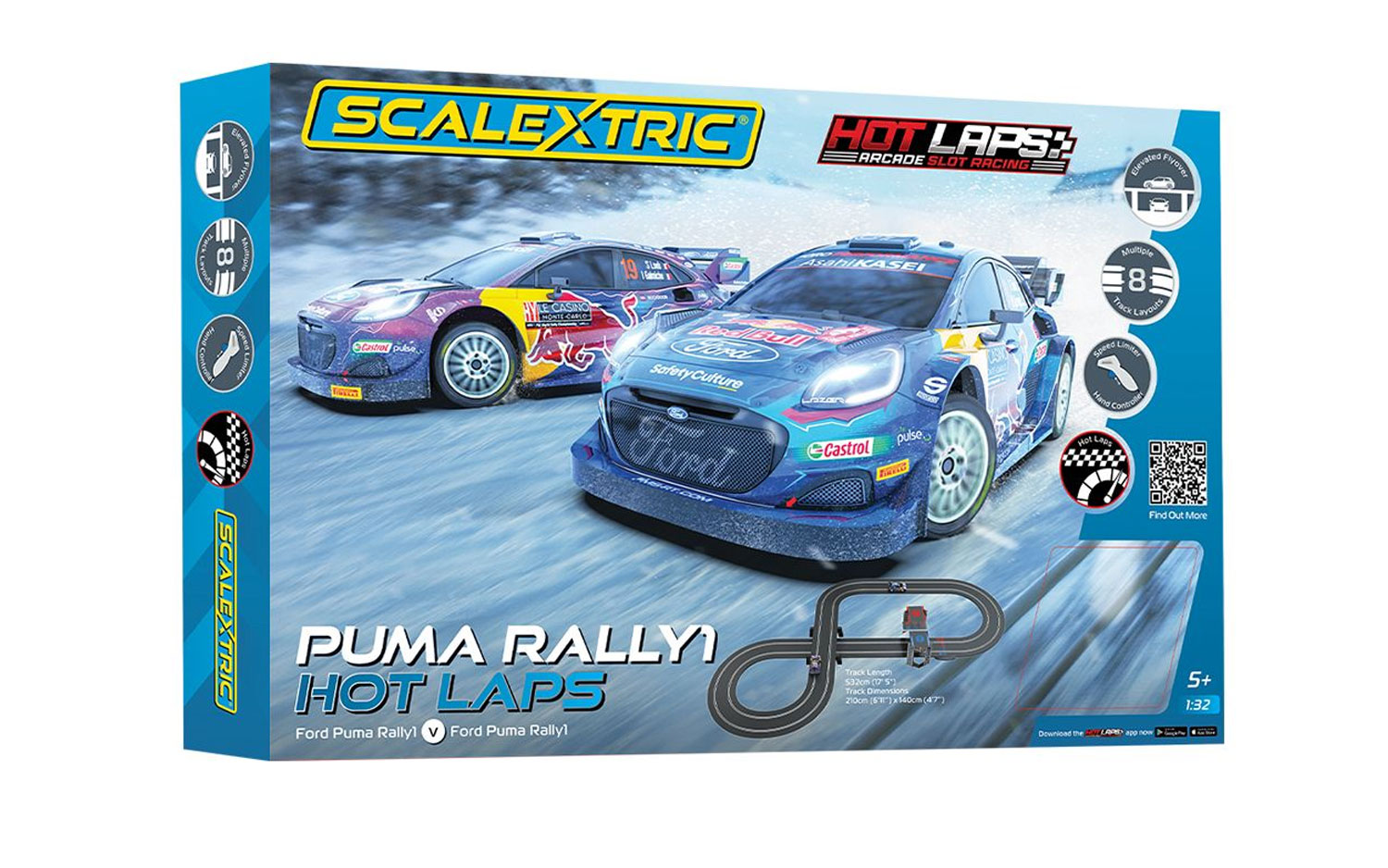 Scalextric Puma Rally1 WRC Hot Laps 1/32 Slot Car Track Set